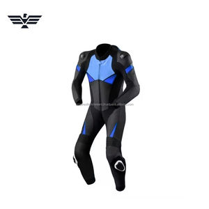 Nouvelle arrivée Combinaison de moto unisexe personnalisée en cuir/cordura pour homme Noir Bleu Combinaison de motard une pièce Coupe-vent Imperméable - Product Image 6