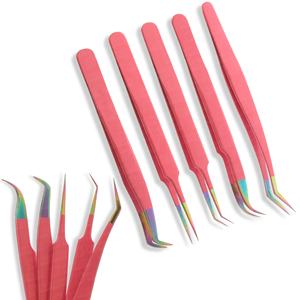 Pinzas de extensión de pestañas de acero inoxidable de nueva gama Punta de fibra de sujeción fuerte Embalaje personalizado duradero - Product Image 3