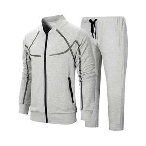 Ensemble de survêtements pour hommes, survêtement 2 pièces athlétique décontracté à fermeture éclair complète, survêtement coupe ajustée - Product Image 2