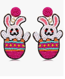 Giá tốt nhất hạnh phúc Easter <span class=keywords><strong>Egg</strong></span> đính cườm bông tai màu tím và màu hồng nữ đính cườm Bông tai thời trang Đồ trang sức thủ công mỹ nghệ - Product Image 1