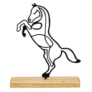 Superbe figurine de cheval en métal noir sur socle en bois, centre de table artistique parfait pour un décor élégant à la maison - Product Image 3