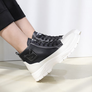 [Jshoe] Giày Bốt cổ chân có dây buộc <span class=keywords><strong>Mita</strong></span> cho Nữ Giày thể thao cổ cao thường ngày đế cao 4cm có túi bên hông giày mùa thu đông - Product Image 4