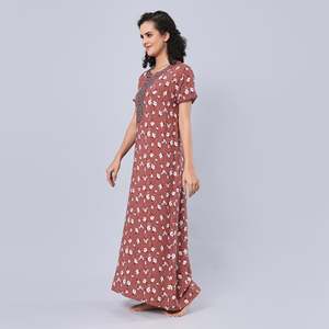 Evolove Women's Floral Buttoned Viscose Liva Maxi Nightgown with Pocket Super Soft Comfortable - Product Image 5
