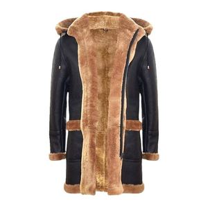 High Fashion <b>Women's</b> Real Sheepskin <b>Leather</b> Winter <b>Jacket</b> Double Breasted <b>Brown</b> Long Coat With Plush Fur Lining Autumn Warm - Product Image 5