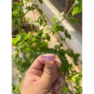 Bague en or 18 carats avec saphir rose et diamants - Product Image 3