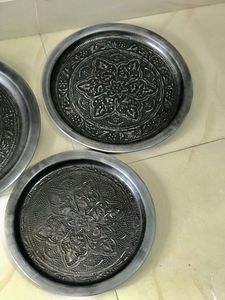 Plateau de service rond personnalisé avec Logo, plateau à bijoux en métal coloré, ensemble de 3 plateaux noirs pour la décoration de Table, Offre Spéciale Ins - Product Image 2