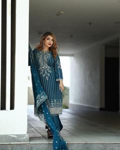Pure Chinnon Silk Salwar Kameez Soft Heavy Bordado Secuencia Trabajo Mangas completas Precio más competitivo Indian Pakistani Party - Product Image 5