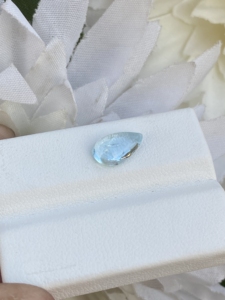 หินอัญมณีทรงหลังเบี้ยทรงลูกแพร์สีอความารีนจากธรรมชาติที่มีความมันวาวหลวมเหมาะสำหรับทำเครื่องประดับ1.58กะรัต - Product Image 2