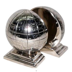 Sujetalibros de globo náutico Regalos corporativos Diseño antiguo Artículo de artesanía india Artículo decorativo de latón de madera de alta calidad para el hogar - Product Image 3