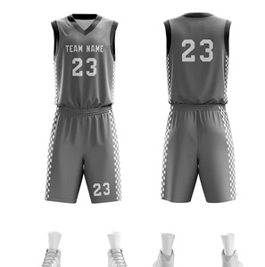 Conjunto de Uniforme de Baloncesto Sublimado Personalizado, Gris Azul, Cuello en V, Sin Mangas, Malla Transpirable, para Adultos, Nombre del Equipo 00, Secado Rápido - Product Image 3