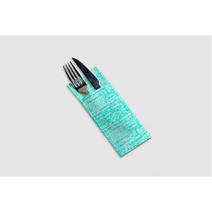 Serviettes de table en papier kraft imprimées Strauss, couleur turquoise, 32x40cm, format Kanguro, douces et absorbantes, 600 pièces, B2B - Product Image 1