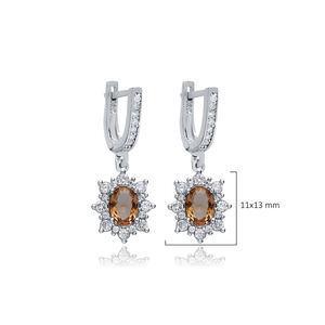 Pendientes Colgantes de Plata de Ley 925 con Piedra Sultanita Ovalada Brillante de Circonita Cúbica, Joyería de Plata Hecha a Mano en Turquía, Venta al por Mayor - Product Image 2