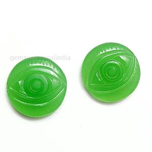 Pierre précieuse sculptée en pierre de calcédoine verte de meilleure qualité avec pièce lisse taillée à la main pour l'utilisation artisanale de cadeau de charme de bijoux d'Inde - Product Image 4