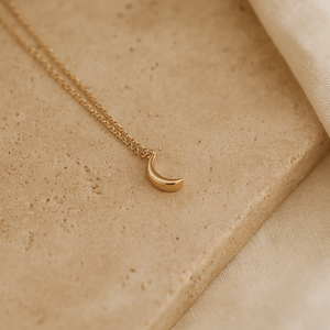 Gold Plated Crescent Moon Necklace with Pearl Diamond Accents Vintage Brass <b>Chain</b> for Women Trendy Gift for Engagement Party - Product Image 2