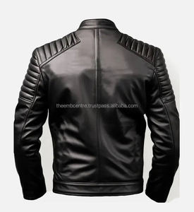 Veste en cuir de logo personnalisé de haute qualité, à la mode, à prix de vente entier, vêtements, veste en cuir coupe-vent et résistante pour hommes - Product Image 4