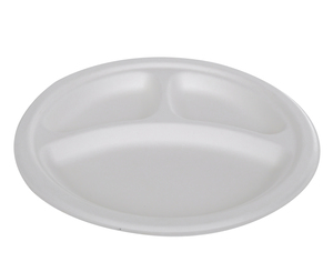 Placa de pulpa de caña de azúcar biodegradable de 10 pulgadas respetuosa con el medio ambiente, de 3 compartimentos diseño Redondo, chapado de bagazo sin químicos - Product Image 4