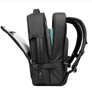 Luxury High Quality Corduroy Laptop <b>Backpack</b> Waterproof Zipper Multiple <b>Compartments</b> Featuring Letter Pattern Metal Accessories - Product Image 1