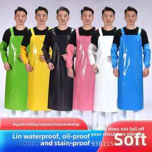 Wholesale Fashionable Hi Visibility Workwear Bib <b>Apron</b> Set <b>Waterproof</b> Oil Proof Sleeves Oeko-Tex Certified for Seafood Kitchen - Product Image 5