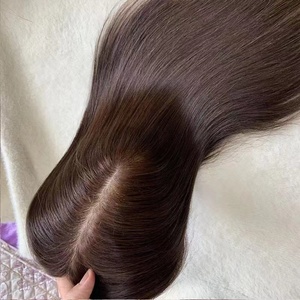 Topper de Cabello Humano con Base de Seda al por Mayor, con Clip, Cabello Remy Atado a Mano, Aspecto Natural, para Mujeres con Cabello Fino - Product Image 2