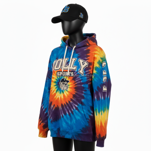 Sweat à capuche pour femme Premium 320 GSM, en molleton de coton doux, couleurs tie-dye vives, logo brodé personnalisé, coupe ajustée, lavage facile - Product Image 4