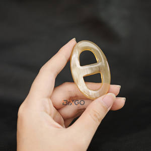 Luxury Handmade Natural Buffalo Horn <b>Scarf</b> Ring Elipse-shaped - Product Image 2