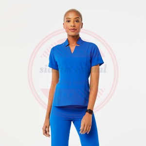 Conjunto de uniforme de enfermería médico de poliéster de algodón de alta calidad \ conjuntos de uniformes de hospital de media manga para mujeres - Product Image 2