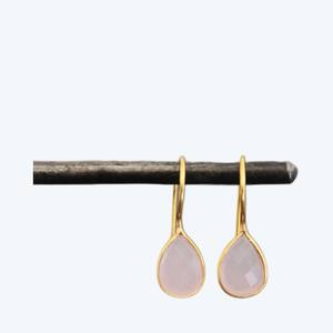 Exclusive 925 Sterling Silver Pink Rose Jewelry Gold-Plated Pear Shape Gemstone Earrings With <b>Diamond</b> for <b>Wedding</b> or Gift - Product Image 6