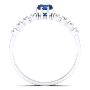 Anillos de Compromiso REYES de Alta Calidad en Plata de Ley 925 con Zafiro Azul Redondo de 0.5 Quilates y Moissanita para Mujer, Joyería Fina - Product Image 4