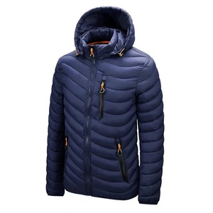Veste d'hiver épaisse et chaude de couleur unie pour homme, en gros, avec logo personnalisé, veste matelassée personnalisée - Product Image 1