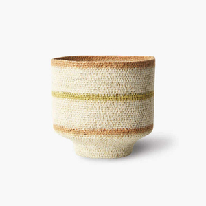 Cesta de Almacenamiento Redonda de Seagrass Tejida a Mano Estilo Nórdico, Rayas Amarillas, Blancas y Rosas, Organizador de Artículos Diversos, Cesto para Ropa Sucia - Product Image 5