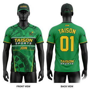 Premium 180 GSM Polyester Interlock <b>Dart</b> Jersey Neon Yellow Black Blue Multi Panel Custom Sublimation Logo - Product Image 2
