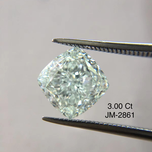 สีเขียวอ่อน3.0กะรัต VS2ใสปรับเปลี่ยนได้สวยงามเบาะรองนั่งได้รับการรับรองว่าเป็นเพชรทรงหลวมจากอินเดียสำหรับใช้เป็นเครื่องประดับ - Product Image 1