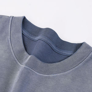 T-shirt à manches courtes lavé et ancien de qualité supérieure pour hommes en coton lourd d'été lâche couleur unie - Product Image 2