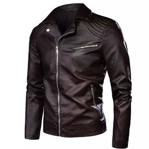 <b>Men</b> Casual <b>Leather</b> <b>Jackets</b> Autumn Winter New Fashion Stand Collar <b>Leather</b> Material High Street Style Zipper <b>Man</b> <b>Leather</b> <b>Jackets</b> - Product Image 2