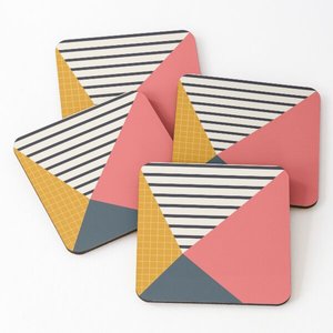 Sous-verres de service à thé imprimés en bois de mangue/bois d'acacia 1688 ensemble de 4 pièces - Product Image 1