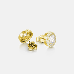 Pendientes de Aro de Plata de Ley con Diamantes Cultivados en Laboratorio, Totalmente Cubiertos de Diamantes, Ecológicos, Unisex, para Regalo - Product Image 1