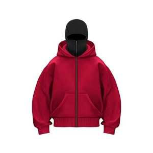 OEM Custom Logo Men Face Mask <b>Full</b> <b>Zip</b> up Balaclava Hoodies Ski Masked Fleece Cotton Ninja Rhinestone Heavy Street <b>Sweatshirt</b> - Product Image 6