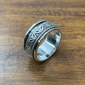 Rose Gold and Gold Plated Fashionable Silver <b>Spinner</b> <b>Ring</b> (10.2 Grams) Inlaid Cluster Style Gift Jewelry - Product Image 1