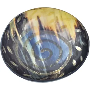 Bols à salade de fruits bol de service en corne décor à la maison intérieur finition naturelle et bols de décor colorés - Product Image 1