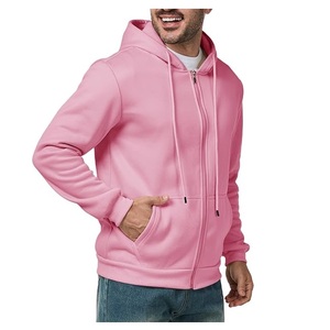 Precio al por mayor Servicio OEM Hombres 100% Algodón Manga larga Hombro Pendiente Cuello Cinta Color sólido Cómodo Zip Hoodie Bangladesh - Product Image 4