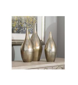 Decorative golden polished metal flower <b>vase</b> for stylish interiors dining room <b>table</b> decoration or contemporary living room - Product Image 1
