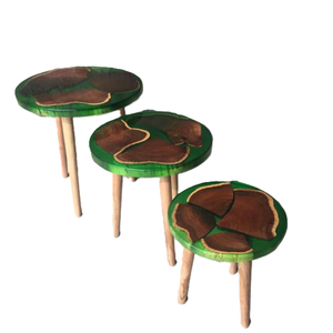 Mobilier de maison écologique Tabouret en bois d'acacia et résine Tabouret personnalisé de luxe en bois massif composite résine époxy - Product Image 6