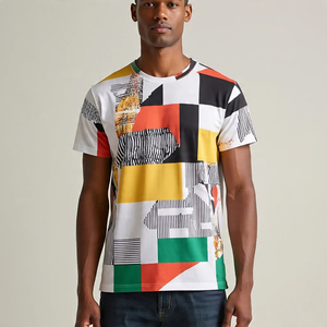 Ropa deportiva de gran tamaño de manga corta Boxy camisetas hombres cuello redondo Jogging Fitness Wear Boxy Shirt's algodón poliéster camisetas hombres - Product Image 1