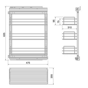 Emuca soprastar 400 mm carrello estraibile a chiusura morbida acciaio cromato armadi da cucina - Product Image 3