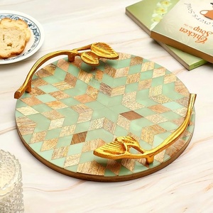 Best Selling <b>Wood</b> Serving Tray Platter with Metal Handle for Home, Restaurant <b>Dining</b> <b>Table</b> - Product Image 5