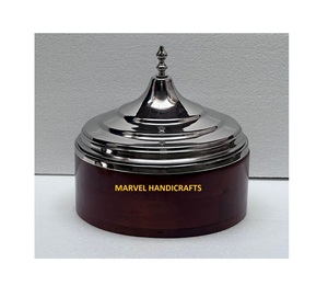 Teak Wood Serving Casserole with Stainless Steel Lid Hotpot Food Warmer | Handcrafted Dinnerware <b>Cookware</b> Set for Home Hotel - Product Image 1
