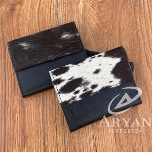 Cartera de tres pliegues de piel de vaca a la moda personalizada al por mayor minicartera de viaje multifuncional de piel auténtica occidental monederos - Product Image 1