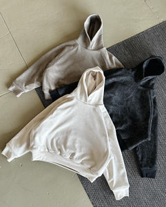 Sweat à capuche unisexe en polaire polyester/coton délavé à l'acide pour homme et femme, broderie de logo personnalisée - Product Image 2