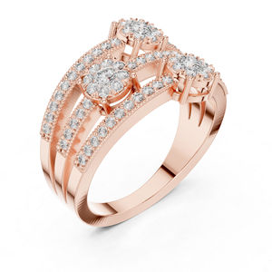 Anillo de Oro Rosa de 14K con Diamante Redondo Cultivado en Laboratorio para Mujer |   Ropa de Oficina |   Diamante Cultivado Nuevo - Product Image 4