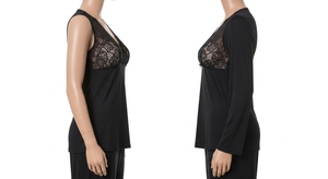 Ropa de dormir de Spandex de encaje transpirable para mujer, ropa de dormir de tela elástica suave, conjunto de lencería cómoda para mujer, ropa de dormitorio de verano - Product Image 5